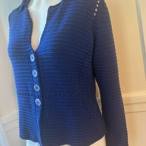 MaxMara Navy Button-Up Cardigan in Women Size M ( no size tag)